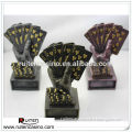 Resin Poker Hand Poker Trophy Gold Silver and Bronze Royal Flush Poker Trophy